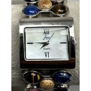 Aria Ladies MOP Gemstone Watch New Battery 27MM 6.5" E15